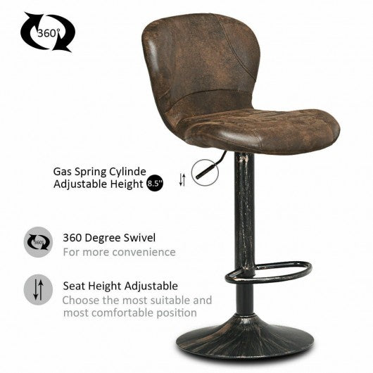 Set of 2 Adjustable Swivel Hot-stamping Bar Stools with Backrest