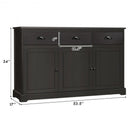 3 Drawers Sideboard Buffet Storage with Adjustable Shelves-Brown