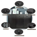 3 Drawers Sideboard Buffet Storage with Adjustable Shelves-Brown