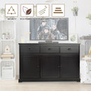 3 Drawers Sideboard Buffet Storage with Adjustable Shelves-Brown