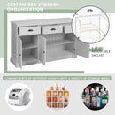 3 Drawers Sideboard Buffet Storage with Adjustable Shelves-Gray