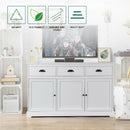 3 Drawers Sideboard Buffet Storage with Adjustable Shelves-White