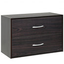 2-Drawer Stackable Horizontal Storage Cabinet Dresser Chest with Handles-Espresso