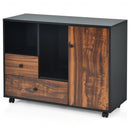 Lateral Mobile Filing Open Cabinet Large Printer Stand with 2 Drawers