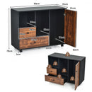 Lateral Mobile Filing Open Cabinet Large Printer Stand with 2 Drawers