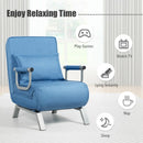 Folding 5 Position Convertible Sleeper Bed Armchair Lounge Couch with Pillow-Blue