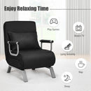 Folding 5 Position Convertible Sleeper Bed Armchair Lounge Couch with Pillow-Black