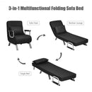 Folding 5 Position Convertible Sleeper Bed Armchair Lounge Couch with Pillow-Black