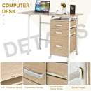 Folding Computer Laptop Desk Wheeled Home Office Furniture-Natural