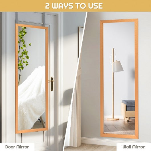Wood Frame Full Length Hanging Mirror-Golden