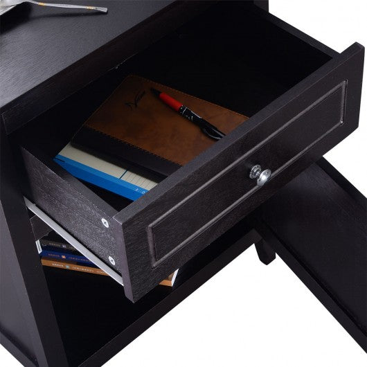 2-Tier Accent Table with Spacious Tabletop-Espresso