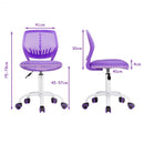 Adjustable Office Task Desk Armless Chair-Purple