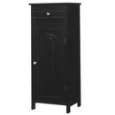 Wooden Storage Free-Standing Floor Cabinet with Drawer and Shelf-Black