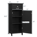 Wooden Storage Free-Standing Floor Cabinet with Drawer and Shelf-Black