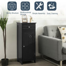 Wooden Storage Free-Standing Floor Cabinet with Drawer and Shelf-Black