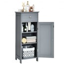 Wooden Storage Free-Standing Floor Cabinet with Drawer and Shelf-Gray