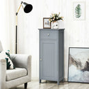 Wooden Storage Free-Standing Floor Cabinet with Drawer and Shelf-Gray