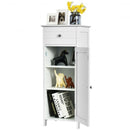 Wooden Storage Free-Standing Floor Cabinet with Drawer and Shelf-White