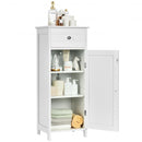 Wooden Storage Free-Standing Floor Cabinet with Drawer and Shelf-White