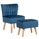 Leisure Chair and Ottoman Thick Padded Tufted Sofa Set-Blue