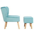 Leisure Chair and Ottoman Thick Padded Tufted Sofa Set-Turquoise