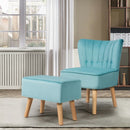 Leisure Chair and Ottoman Thick Padded Tufted Sofa Set-Turquoise