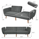 Convertible Futon Sofa Bed Adjustable Couch Sleeper with Wood Legs-Gray