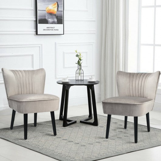 Set of 2 Armless Upholstered Leisure Accent Chair-Brown