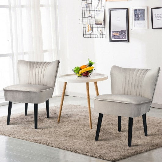 Set of 2 Armless Upholstered Leisure Accent Chair-Brown