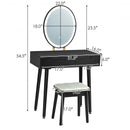 Touch Screen Vanity Makeup Table Stool Set -Black