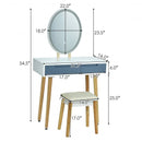 Touch Screen Vanity Makeup Table Stool Set -Gray