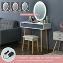 Touch Screen Vanity Makeup Table Stool Set -Gray