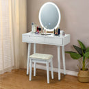 Touch Screen Vanity Makeup Table Stool Set -White