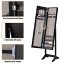 Mirrored Standing Jewelry Cabinet Storage Box-Black