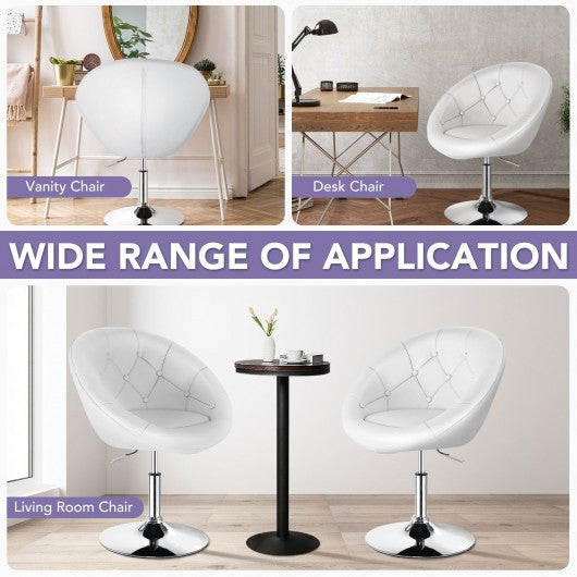 1Pc Adjustable Modern Swivel Round Tufted-White