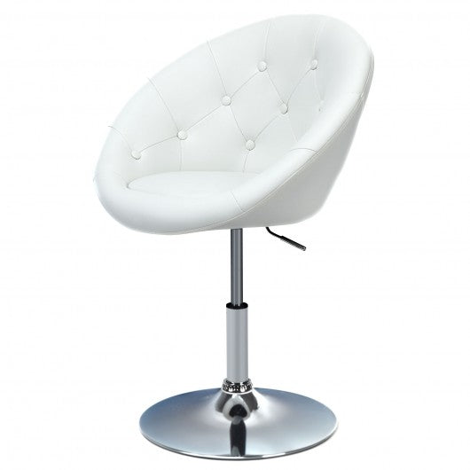 1Pc Adjustable Modern Swivel Round Tufted-White