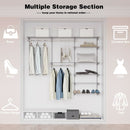 Adjustable Closet Organizer Kit with Shelves and Hanging Rods for 4 to 6 FT-Gray