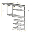 Adjustable Closet Organizer Kit with Shelves and Hanging Rods for 4 to 6 FT-Gray
