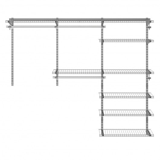 Adjustable Closet Organizer Kit with Shelves and Hanging Rods for 4 to 6 FT-Gray