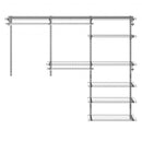 Adjustable Closet Organizer Kit with Shelves and Hanging Rods for 4 to 6 FT-Gray