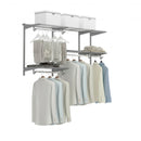 Custom Closet Organizer Kit 3 to 5 ft Wall-Mounted Closet System with Hang Rod-Gray