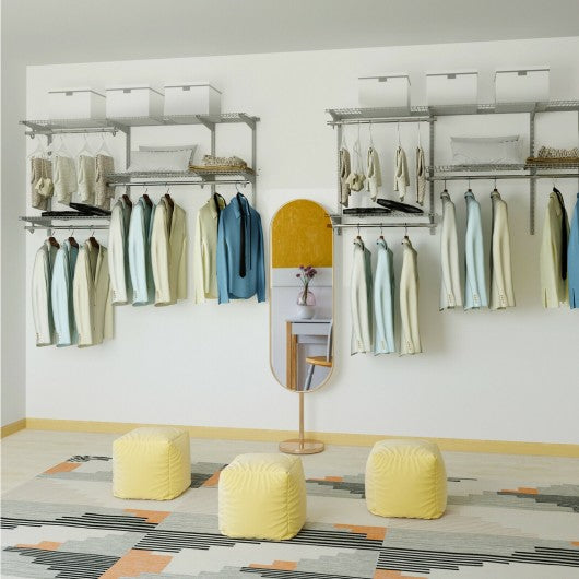 Custom Closet Organizer Kit 3 to 5 ft Wall-Mounted Closet System with Hang Rod-Gray