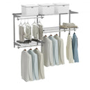 Custom Closet Organizer Kit 3 to 5 ft Wall-Mounted Closet System with Hang Rod-Gray