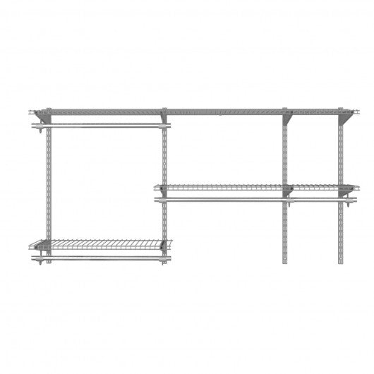 Custom Closet Organizer Kit 3 to 5 ft Wall-Mounted Closet System with Hang Rod-Gray