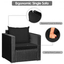 3 Pieces Patio wicker Furniture Set with Cushion-Black