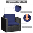 3 Pieces Patio Wicker Furniture Set with Cushion-Navy