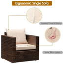 3 Pcs Patio Conversation Rattan Furniture Set with Cushion
