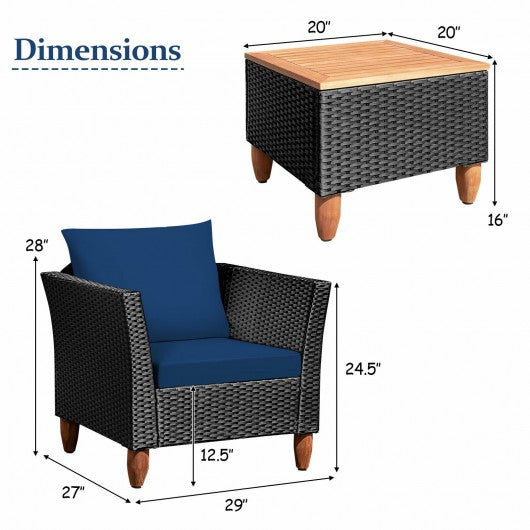 3 Pieces Outdoor Patio Rattan Furniture Set