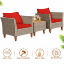 3 Pieces Patio Rattan Bistro Furniture Set-Red