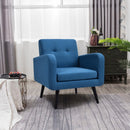 Modern Upholstered Comfy Accent Chair Single Sofa with Rubber Wood Legs-Navy